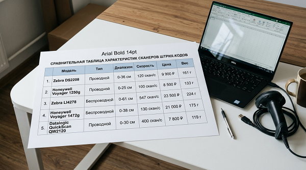 Сравнительная таблица характеристик сканеров штрих-кодов