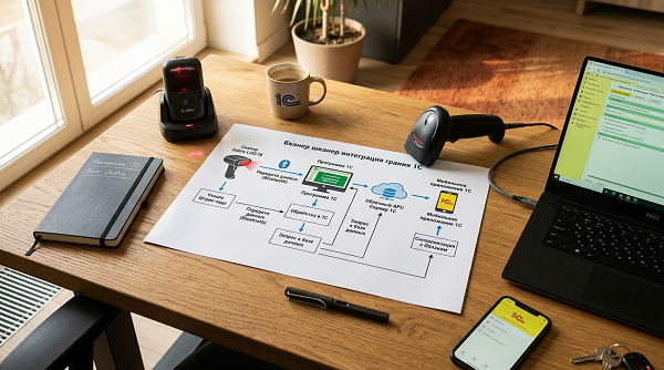Схема интеграции сканера штрих-кода с программой 1С