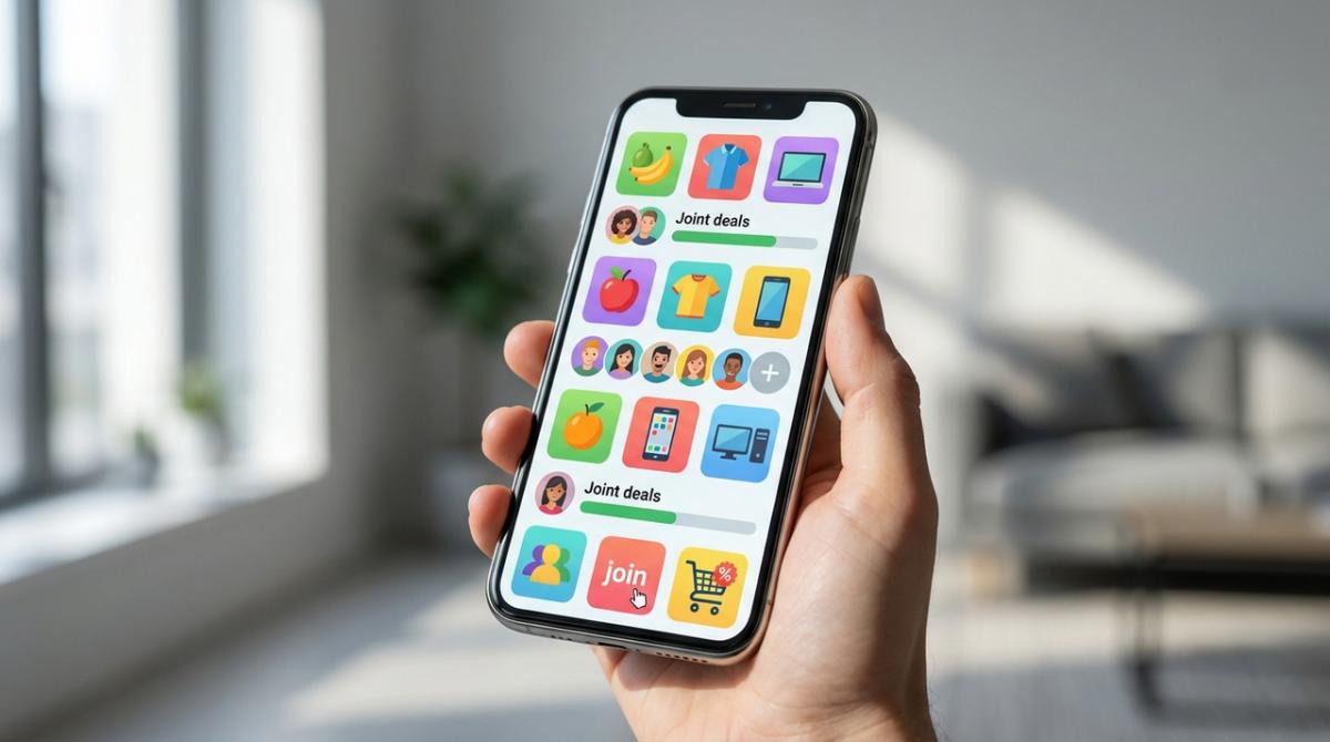 Интерфейс приложения Pinduoduo с примерами групповых покупок