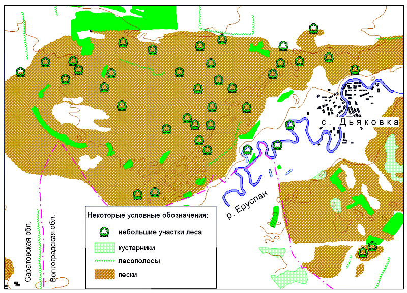 Обозначения леса на карт